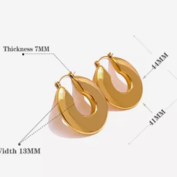 18k Gold Plated Titaium Handcrafted Minimalist Earrings 2.5” - Picture 8 of 11